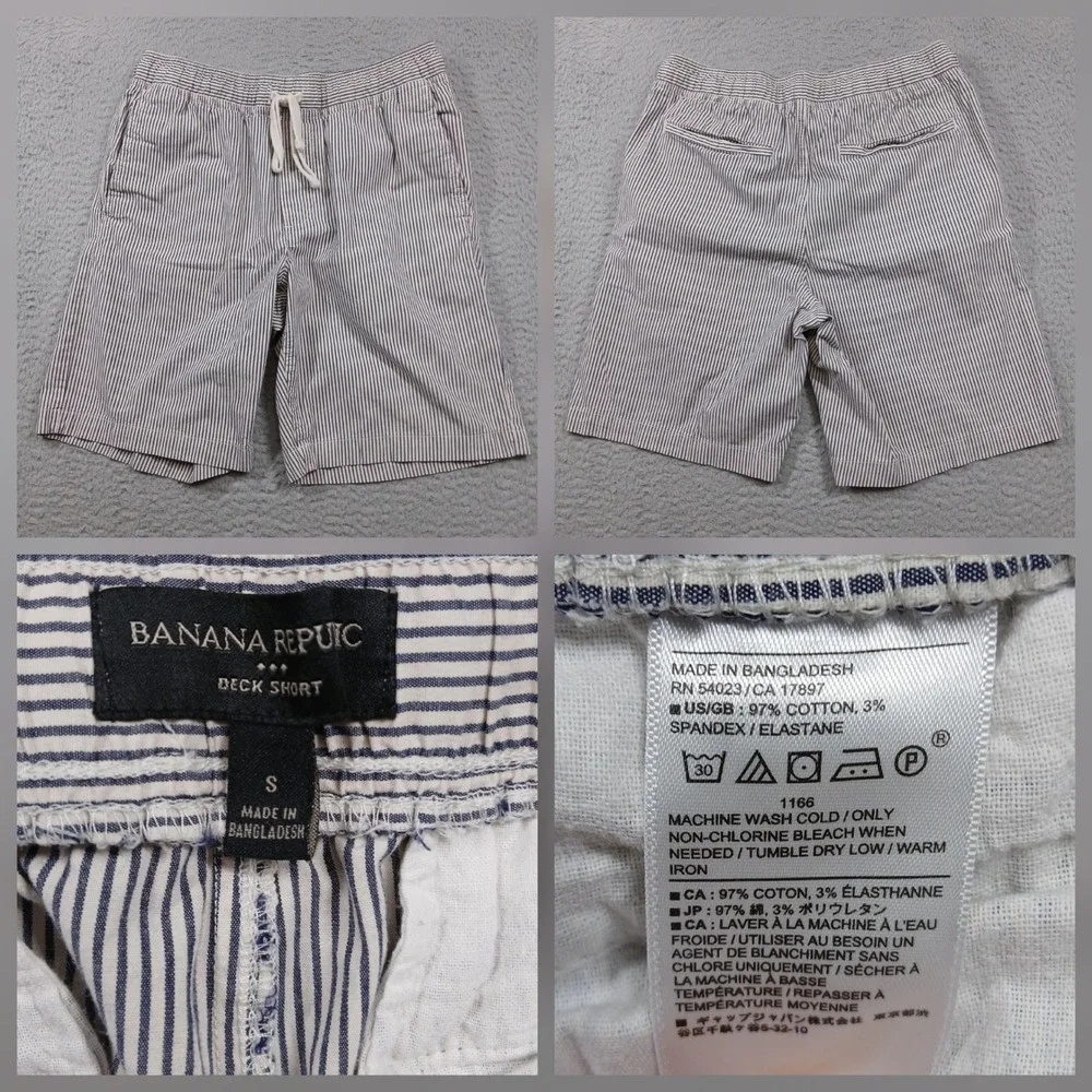 Banana Republic Deck Shorts Men's S Blue‎ White Stripe Drawstring